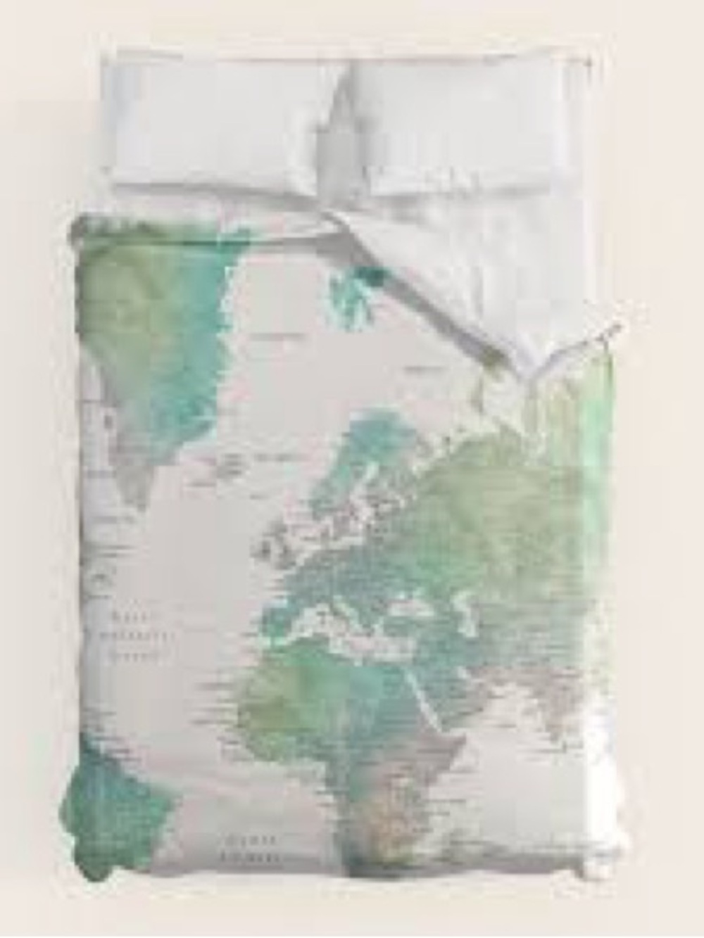 Watercolor world map duvet cover and pillow cases